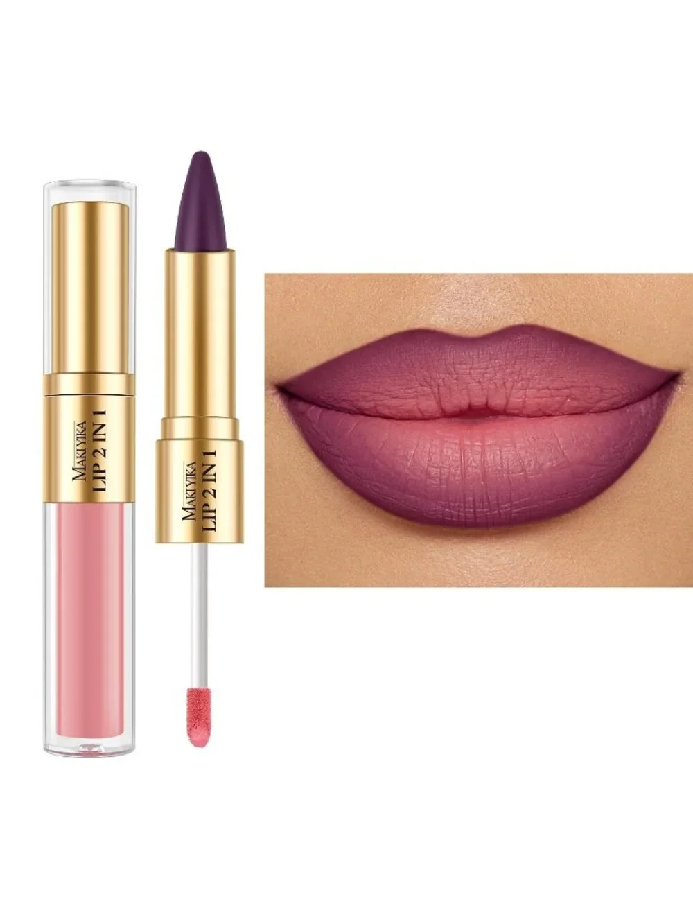 Women's LGA17 2-in-1 Long Lasting Ombre Lips Double-Ended Matte Liquid Lipstick